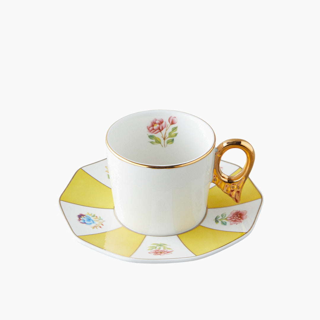 EH Nostalgia Porcelain 4 Pieces 2 Servings Coffee Cup Set 90 Ml Blue - Yellow