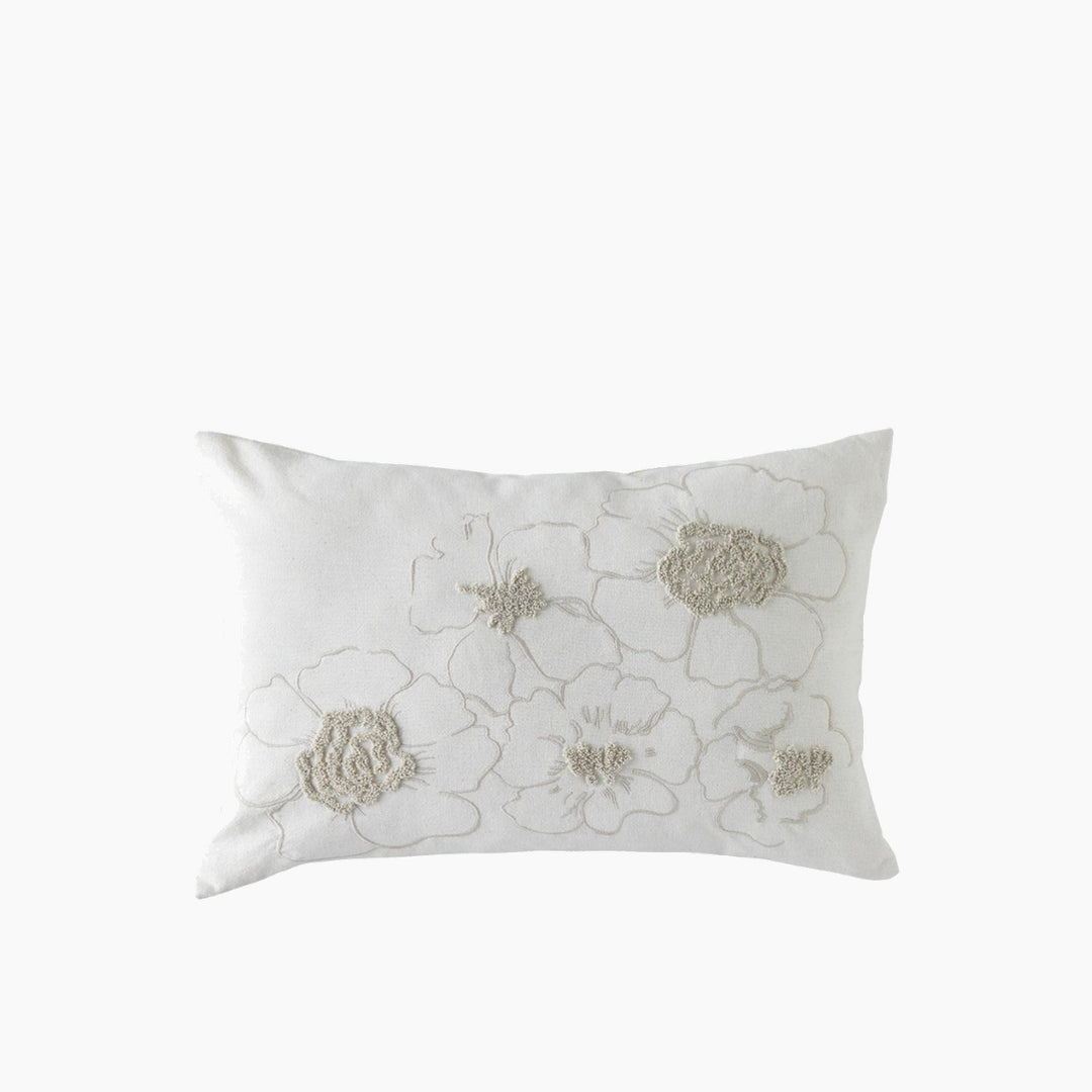 EH Living Buds Embroidered Decorative Cushion 33x50 cm Ecru