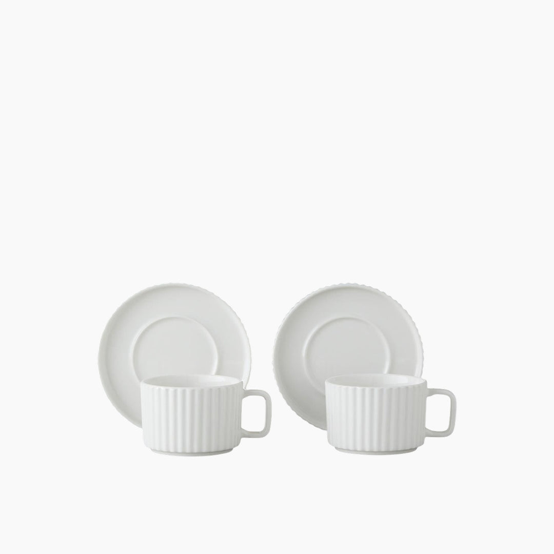EH Lunara Porcelain 4 Pieces 2 Servings Tea Cup Set 220 Ml White