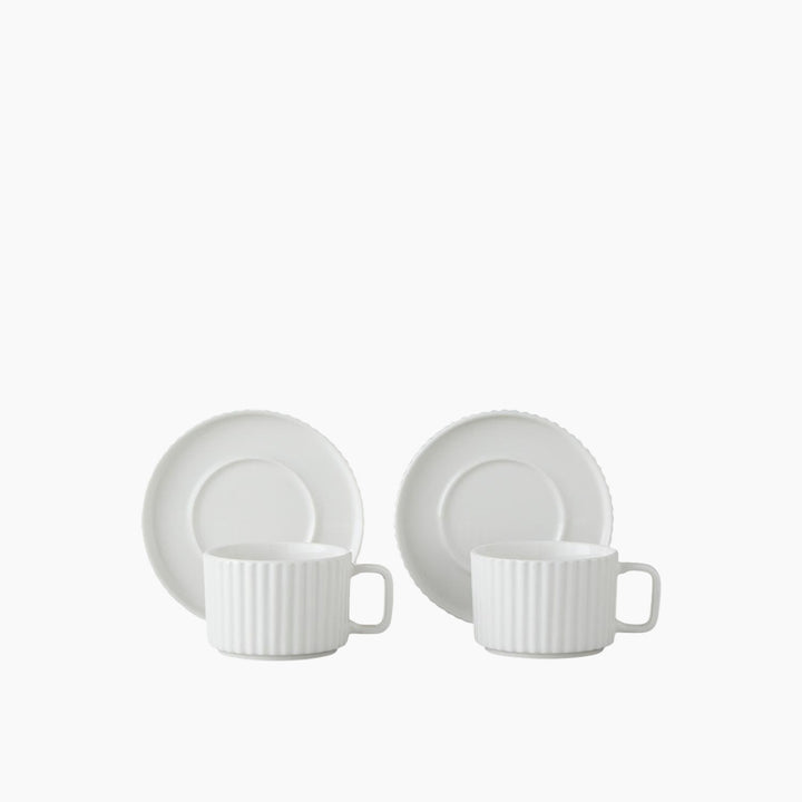 EH Lunara Porcelain 4 Pieces 2 Servings Tea Cup Set 220 Ml White