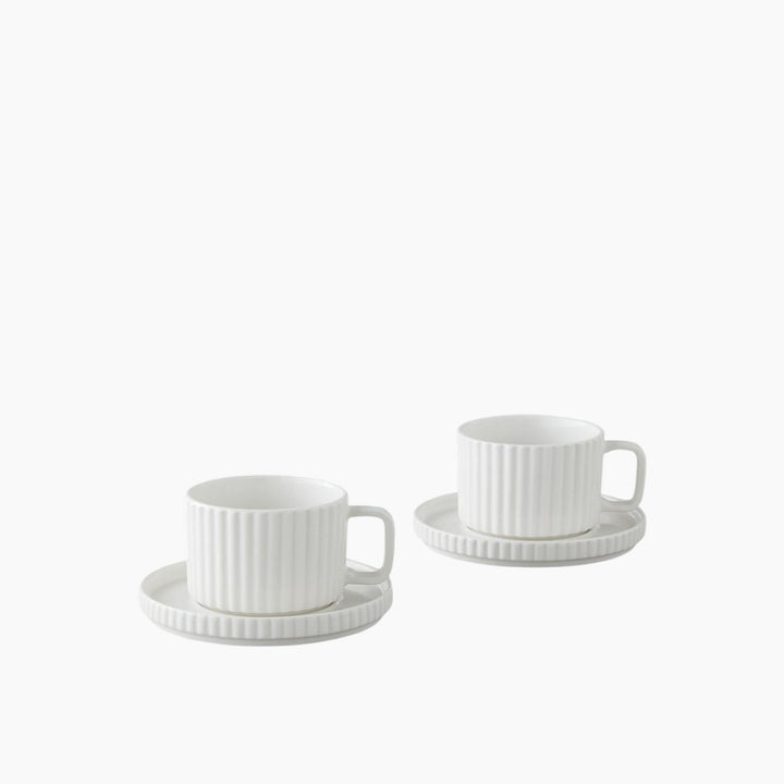 EH Lunara Porcelain 4 Pieces 2 Servings Tea Cup Set 220 Ml White