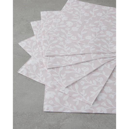 EH Living Pinklet Paper 20 قطعة منديل 33x33 سم وردي - أبيض