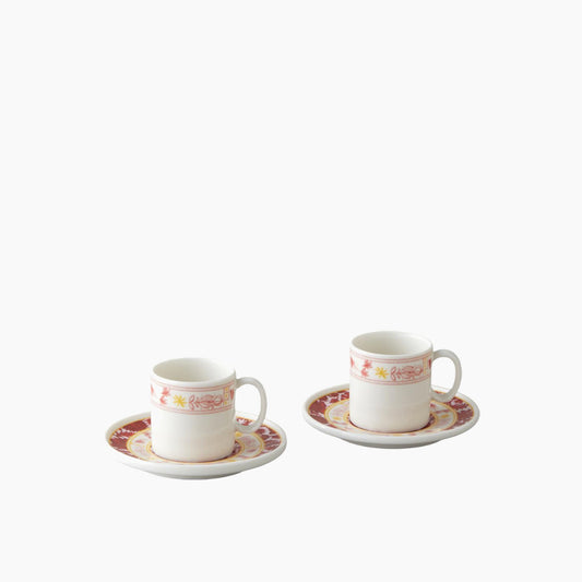 EH Living Seris Bone Porcelain 4 Pieces 2 Servings Coffee Cup Set 90 ml Pink - Yellow