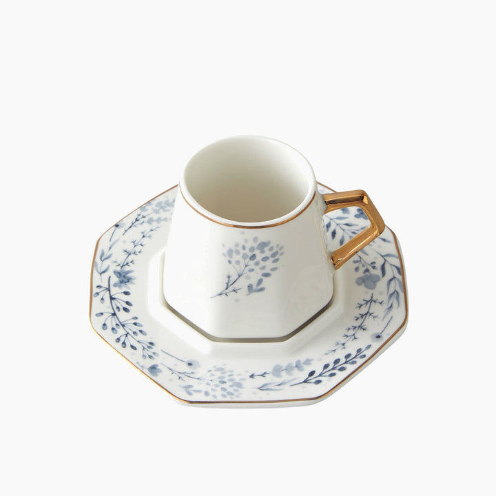 EH Dreampetal New Bone China 12 Pieces 6 Servings Coffee Cup Set 80 Ml Blue