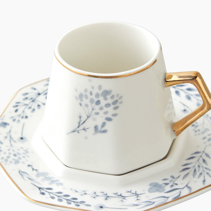 EH Dreampetal New Bone China 12 Pieces 6 Servings Coffee Cup Set 80 Ml Blue