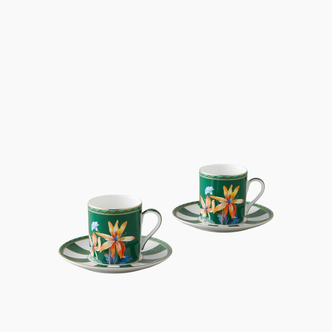 EH Emberlyn New Bone China 4 Pieces 2 Servings Coffee Cup Set 90 Ml Green