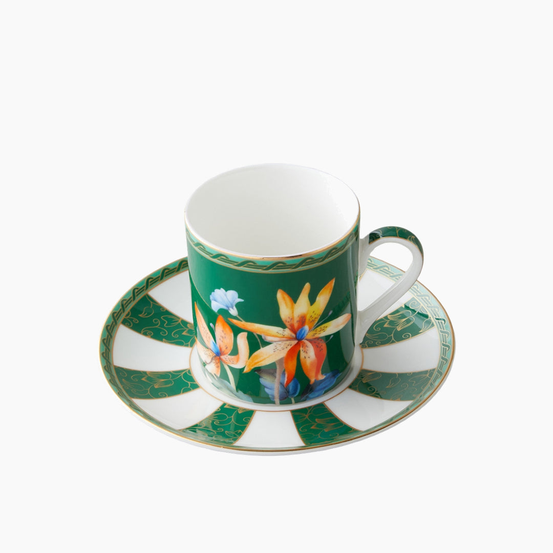 EH Emberlyn New Bone China 4 Pieces 2 Servings Coffee Cup Set 90 Ml Green