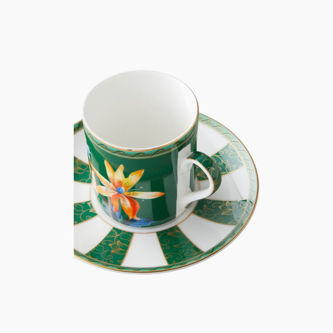 EH Emberlyn New Bone China 4 Pieces 2 Servings Coffee Cup Set 90 Ml Green