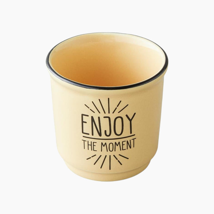EH Enjoy The Moment Bone Porcelain 2 Pcs Espresso Cup 90 Ml Green - Yellow