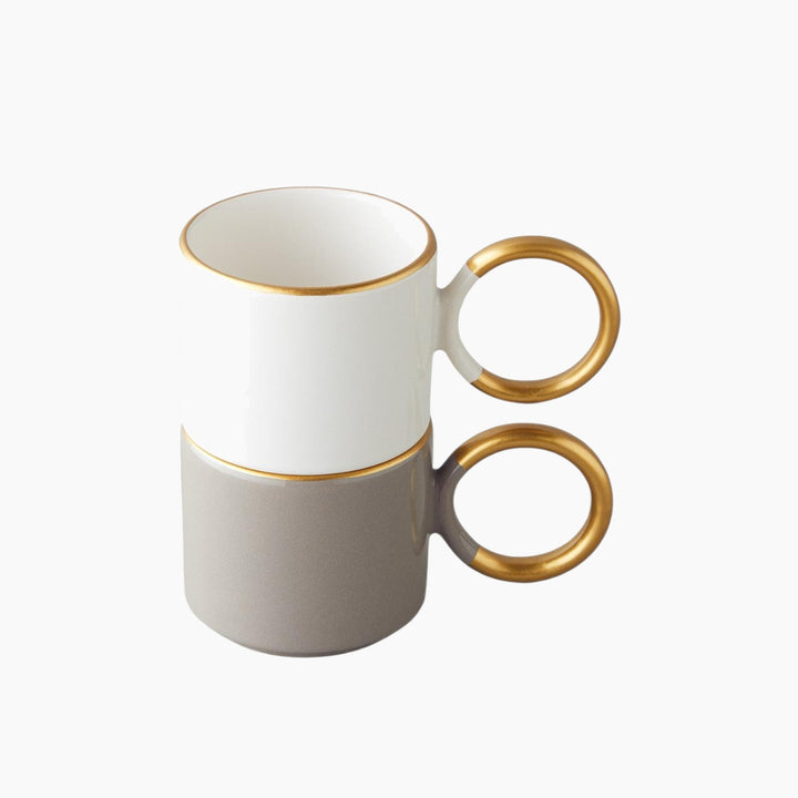 EH Twin Goldy Ceramic 2 Pcs Mug 184 Ml Mink- White-Gold
