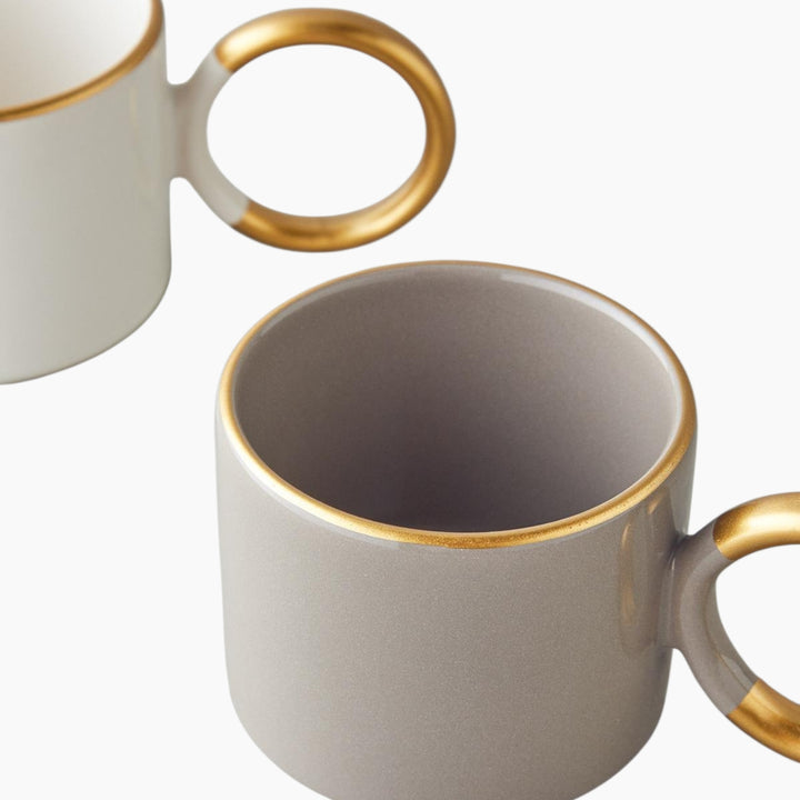 EH Twin Goldy Ceramic 2 Pcs Mug 184 Ml Mink- White-Gold