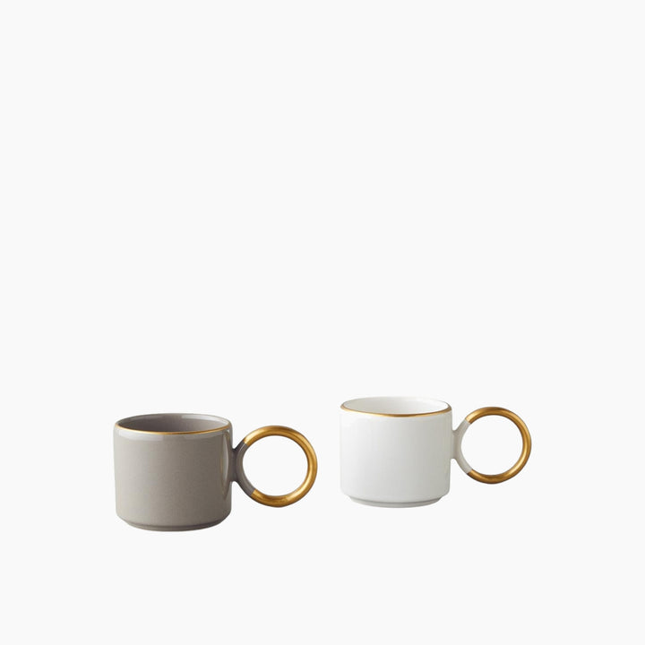 EH Twin Goldy Ceramic 2 Pcs Mug 184 Ml Mink- White-Gold