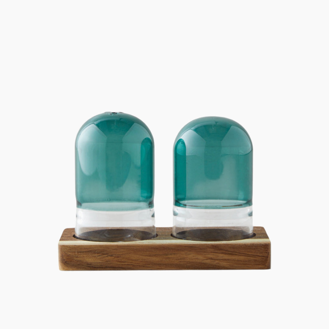 EH Octaviana Acacia - Glass 2 Pcs Salt And Pepper Shaker 4.5X8 Cm Green