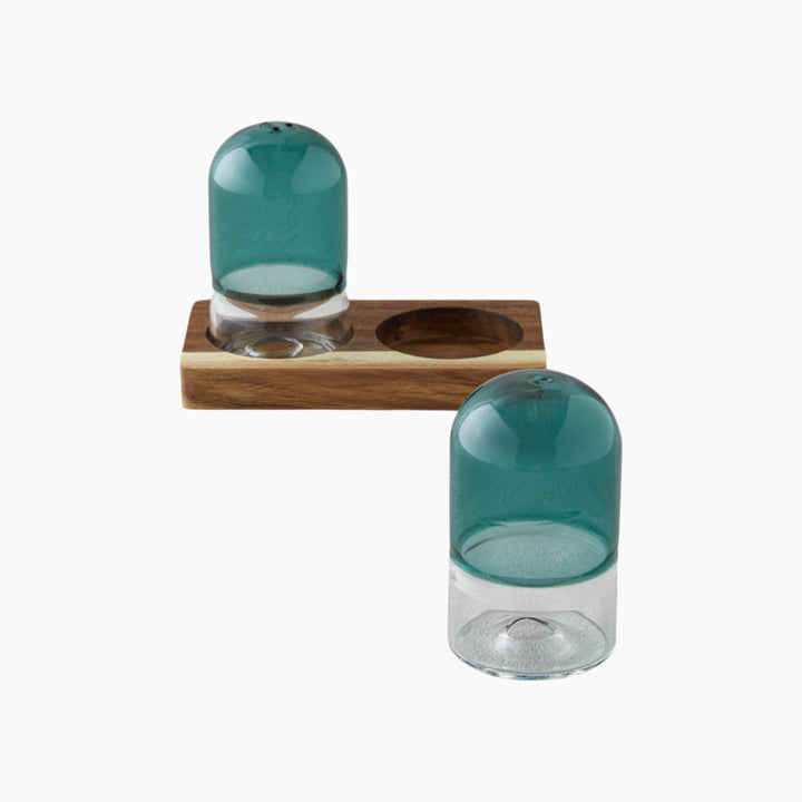 EH Octaviana Acacia - Glass 2 Pcs Salt And Pepper Shaker 4.5X8 Cm Green