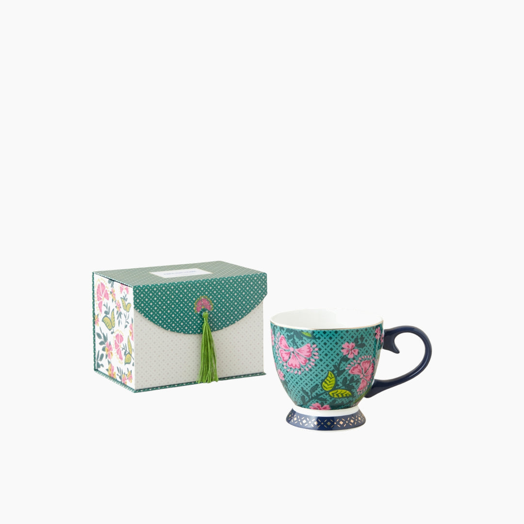 EH Loreva New Bone China Mug 460 Ml Green - Pink