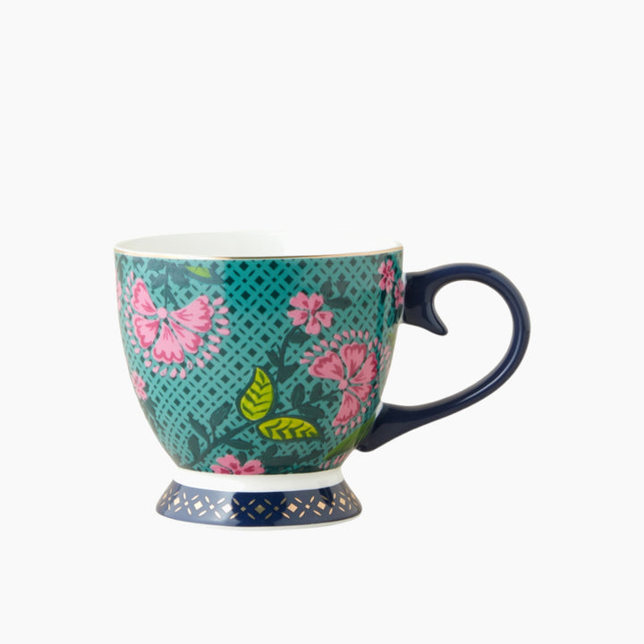 EH Loreva New Bone China Mug 460 Ml Green - Pink