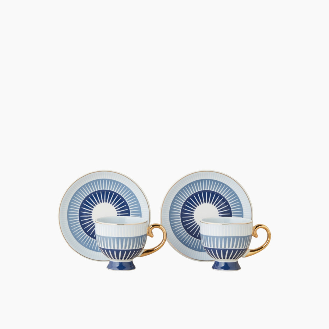 EH Marivella New Bone China 4 Pieces 2 Servings Coffee Cup Set 100 Ml Blue