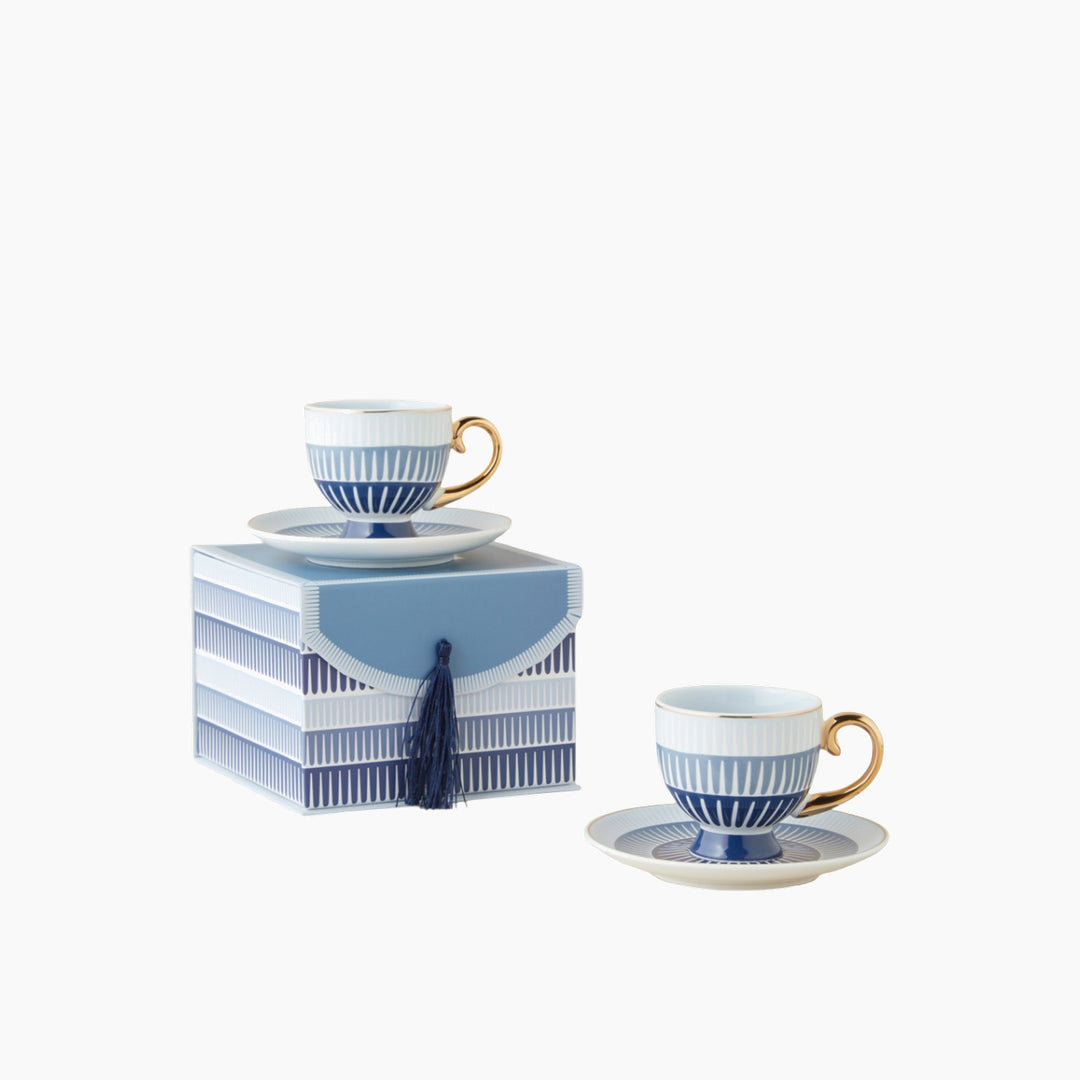 EH Marivella New Bone China 4 Pieces 2 Servings Coffee Cup Set 100 Ml Blue