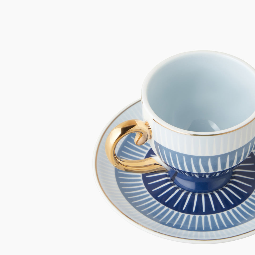 EH Marivella New Bone China 4 Pieces 2 Servings Coffee Cup Set 100 Ml Blue