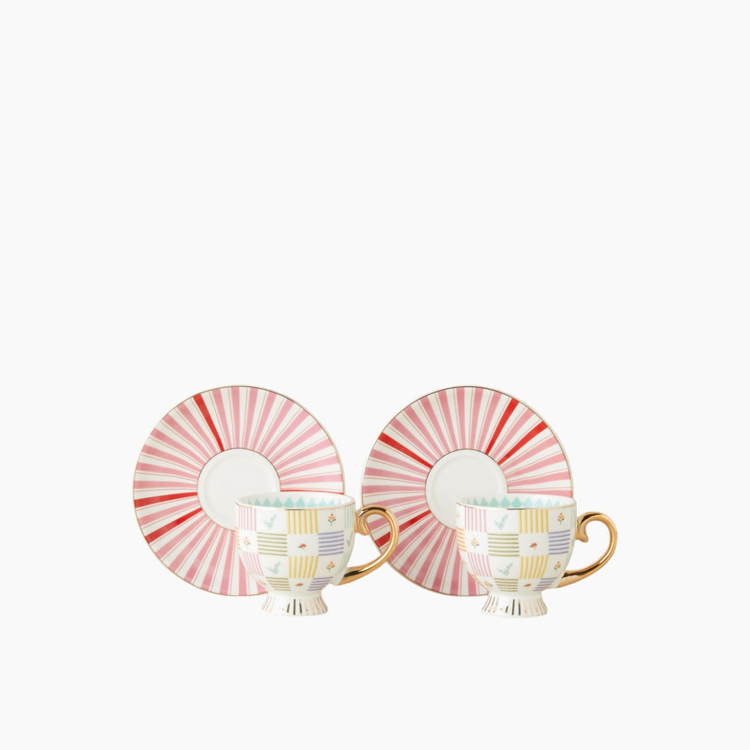 EH Bright Ophelia New Bone China 4 Pieces 2 Servings Coffee Cup Set 100 Ml Colored