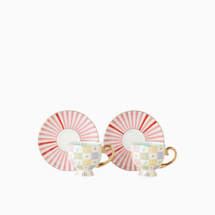 EH Bright Ophelia New Bone China 4 Pieces 2 Servings Coffee Cup Set 100 Ml Colored