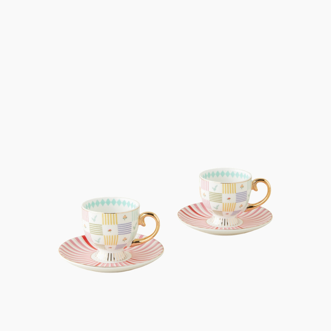 EH Bright Ophelia New Bone China 4 Pieces 2 Servings Coffee Cup Set 100 Ml Colored