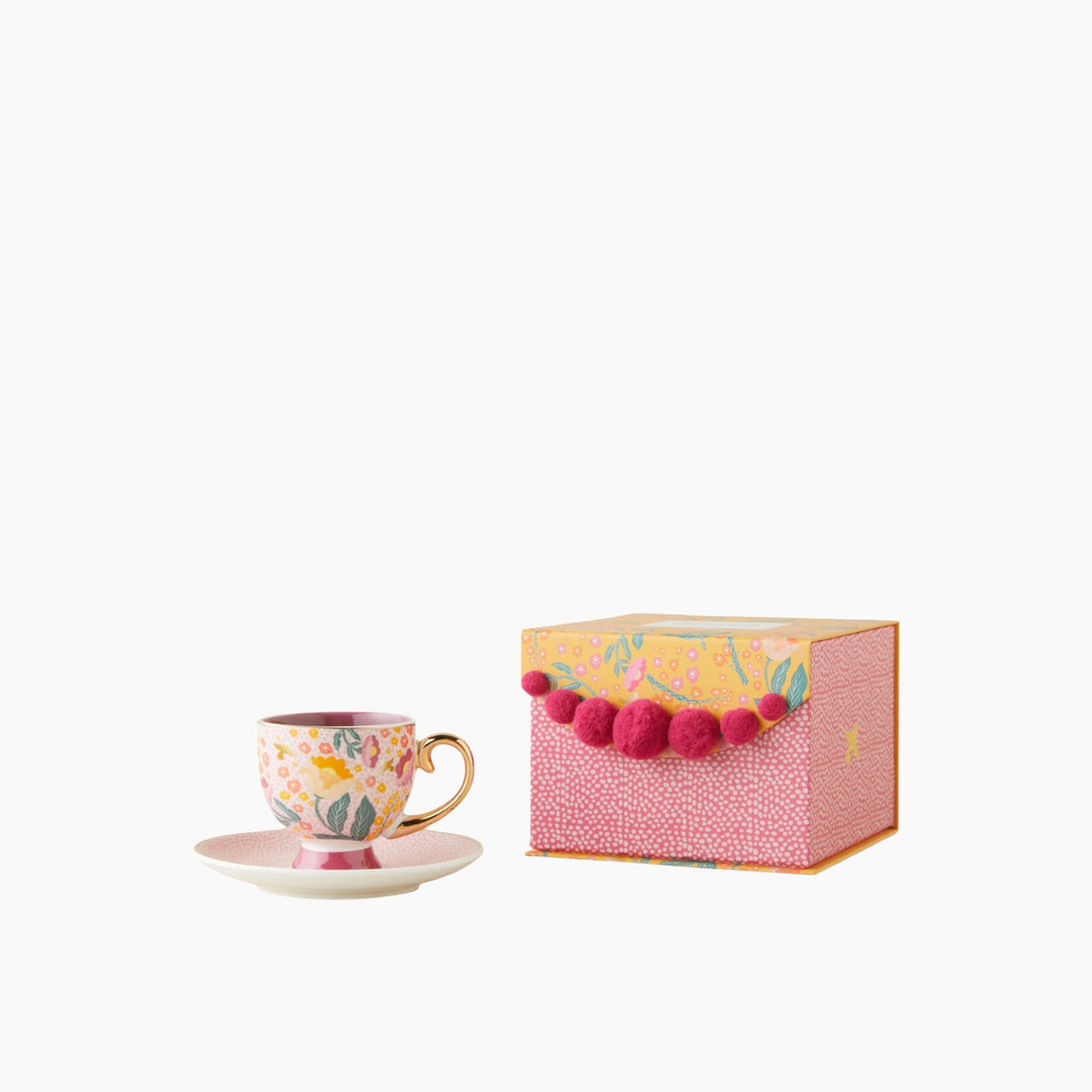 EH Rosalie New Bone China 4 Pieces 2 Servings Coffee Cup Set 100 Ml Colored