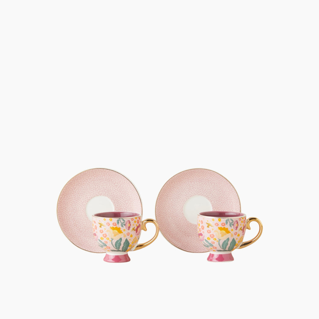 EH Rosalie New Bone China 4 Pieces 2 Servings Coffee Cup Set 100 Ml Colored