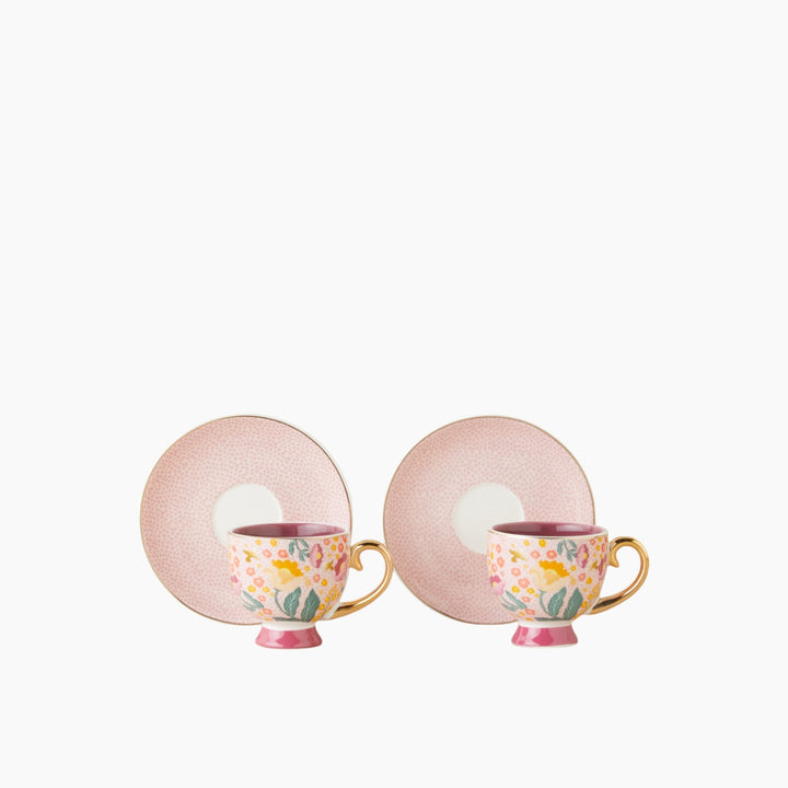 EH Rosalie New Bone China 4 Pieces 2 Servings Coffee Cup Set 100 Ml Colored