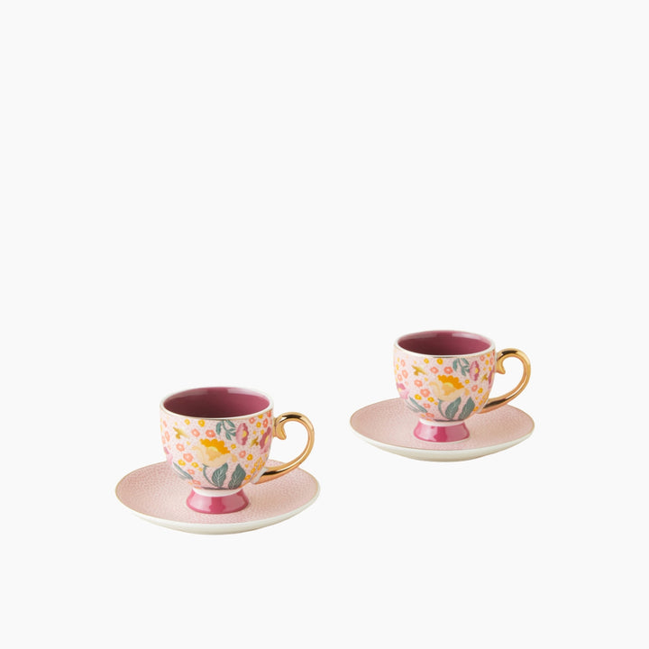 EH Rosalie New Bone China 4 Pieces 2 Servings Coffee Cup Set 100 Ml Colored