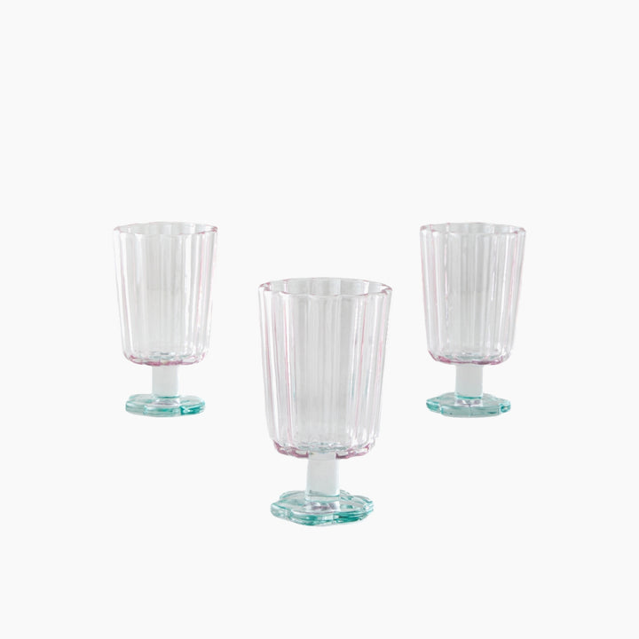 EH Springtime Glass 3 Pcs Glass 280 Ml Pink - Green