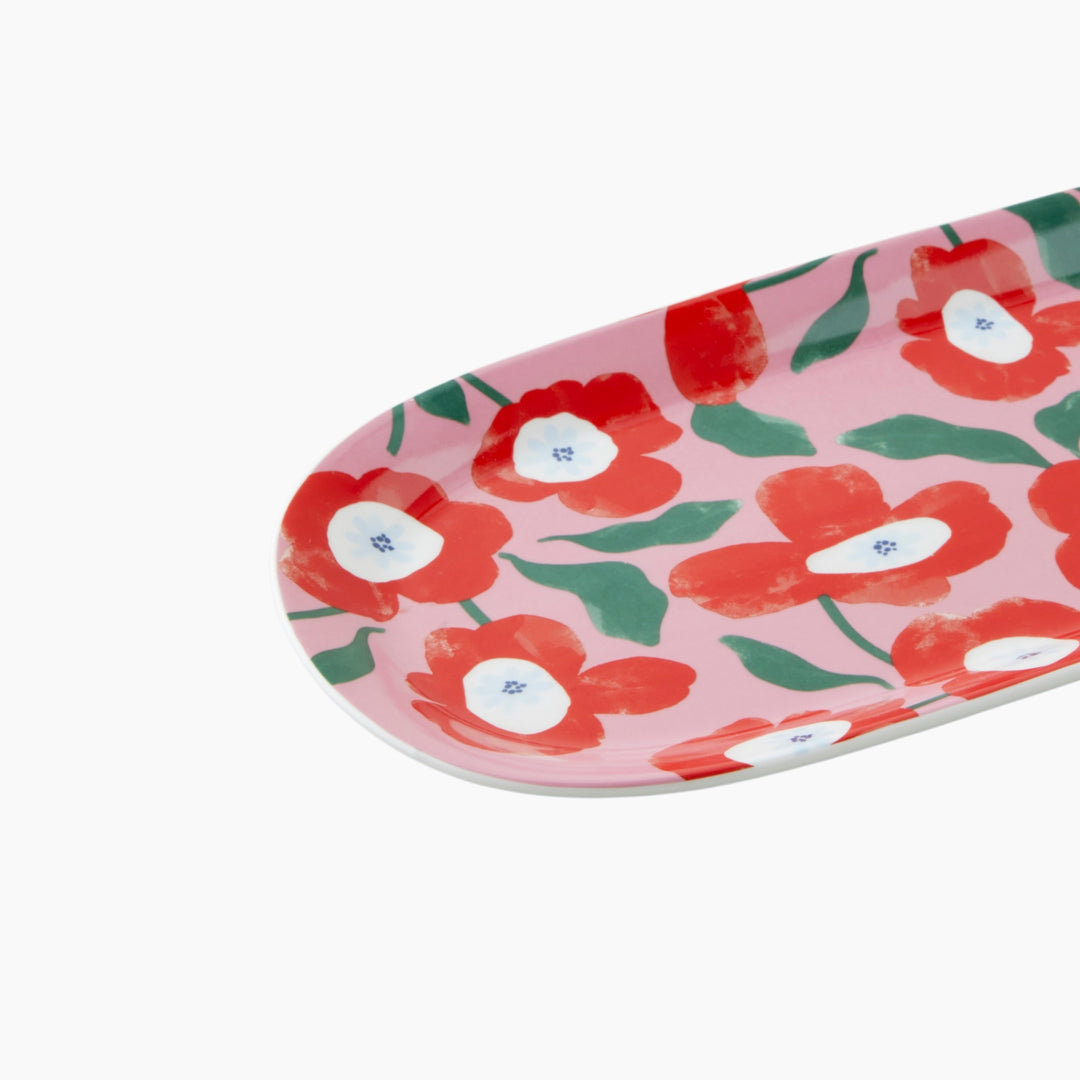 EH Bright Parade New Bone China Rectangular Plate 15X33 Cm Colored