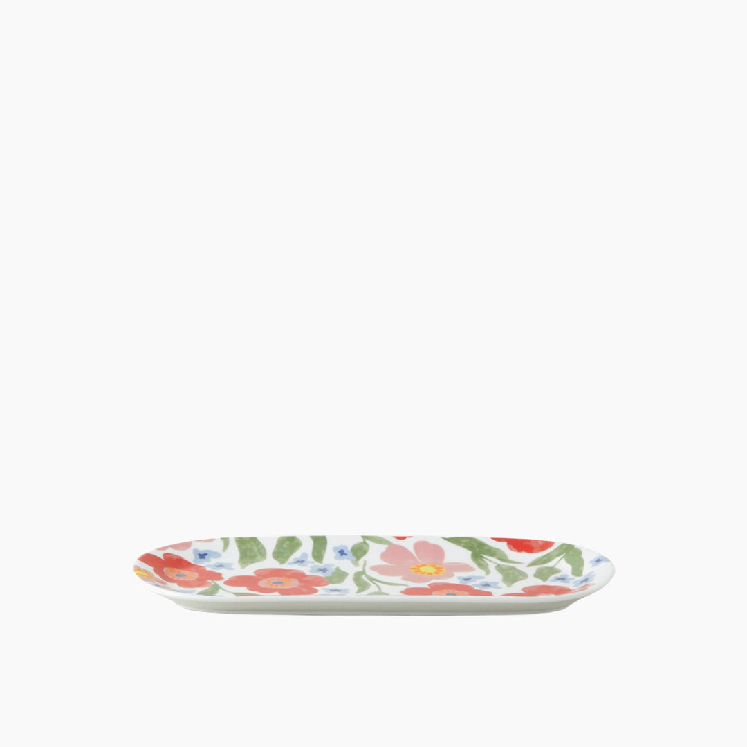 EH Bright Bloom New Bone China Rectangular Plate 25X11 Cm Colored