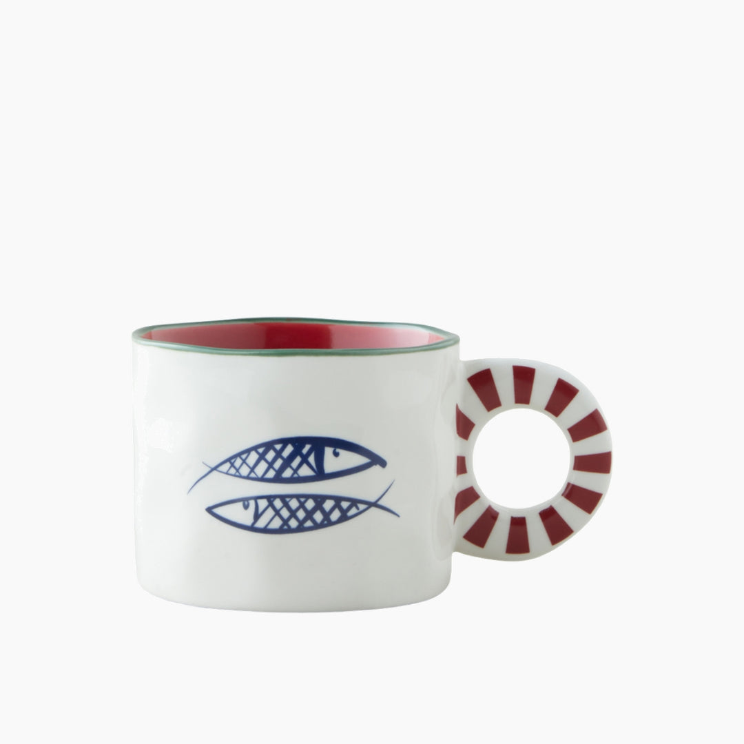 EH Mariner Fishy New Bone China Mug 260 Ml Blue - Red - Green