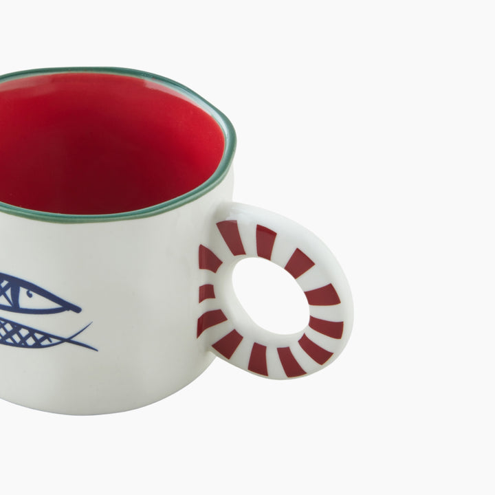 EH Mariner Fishy New Bone China Mug 260 Ml Blue - Red - Green