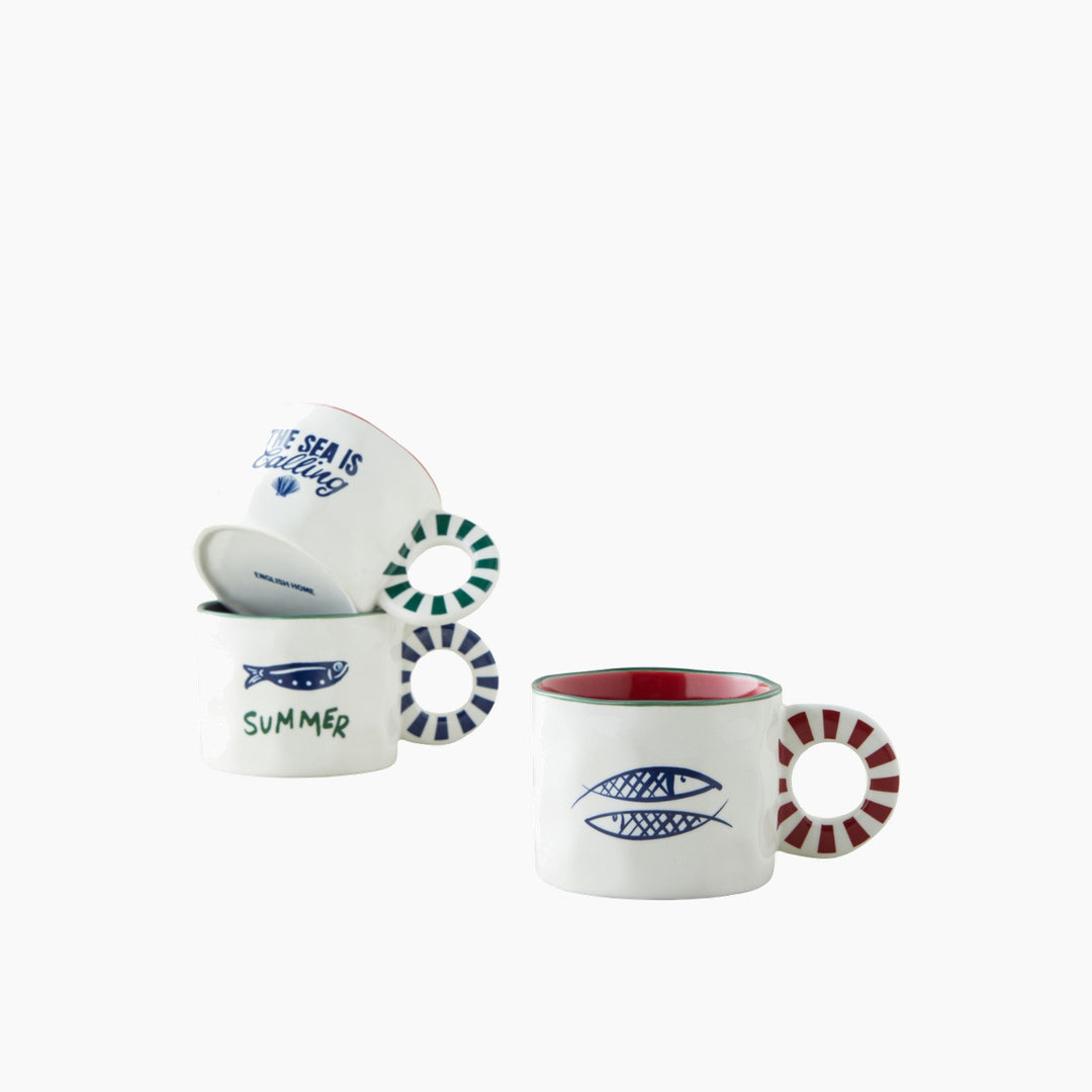 EH Mariner Fishy New Bone China Mug 260 Ml Blue - Red - Green