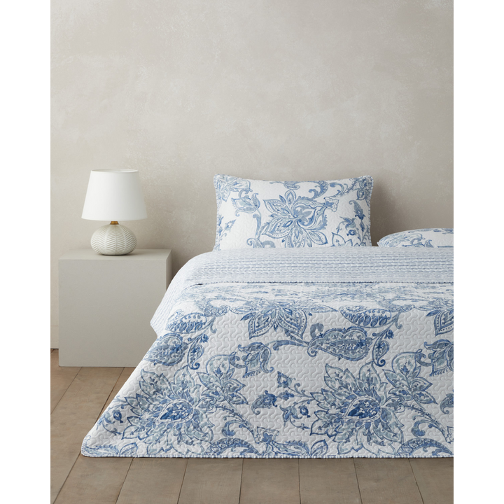 Nuit Paisley Bed Spread Set Blue
