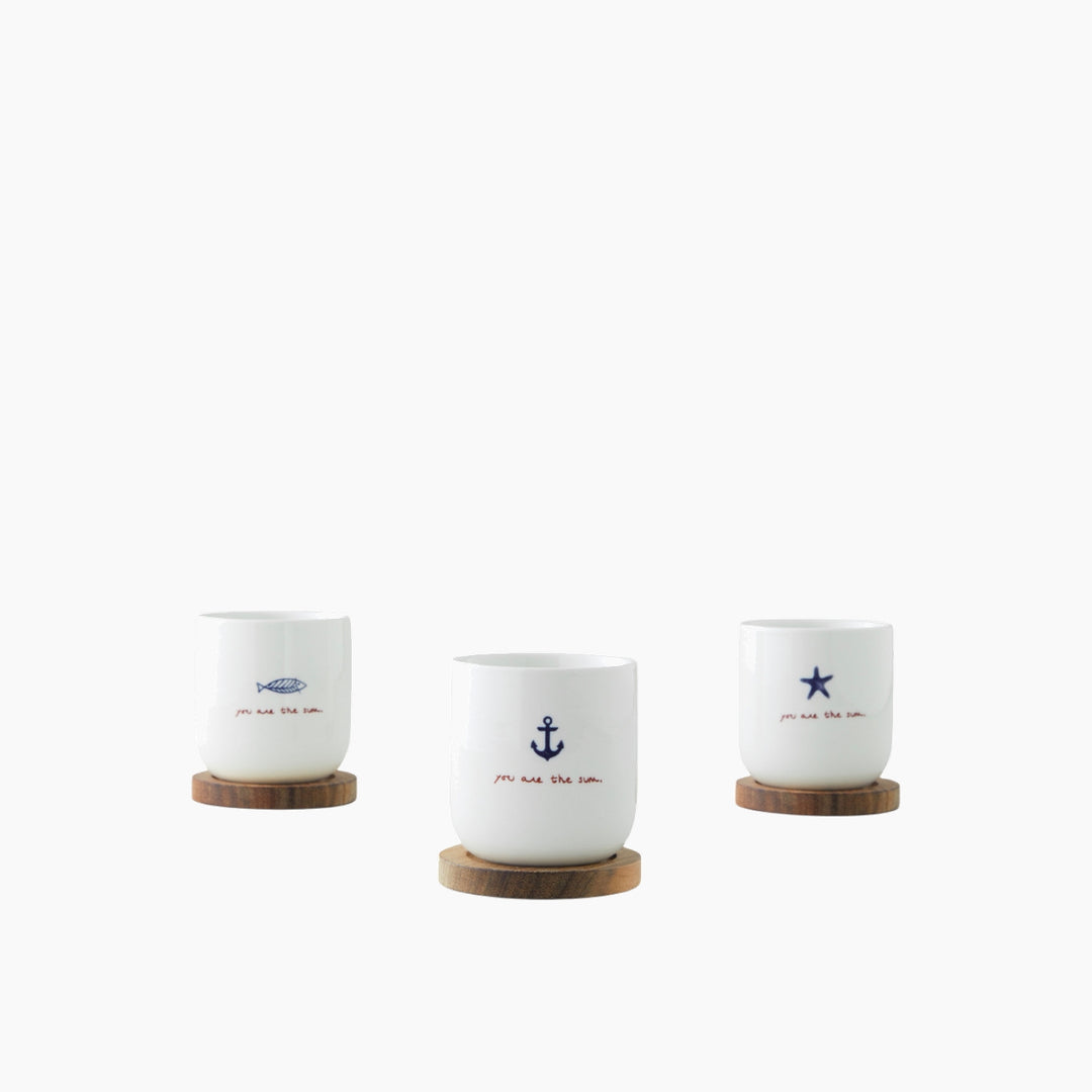 EH Mariner Sun Stoneware 6 Pieces,3 Servings Cup 150 Ml Blue - Red