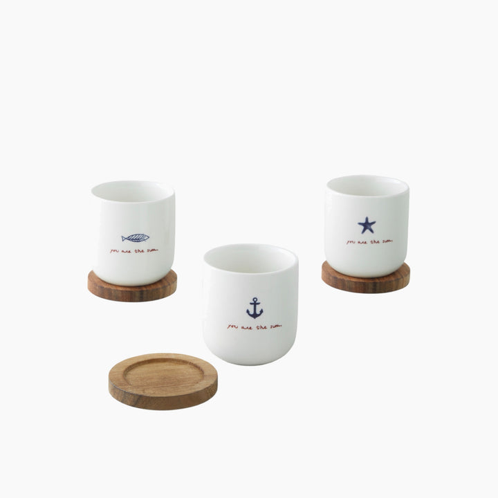 EH Mariner Sun Stoneware 6 Pieces,3 Servings Cup 150 Ml Blue - Red