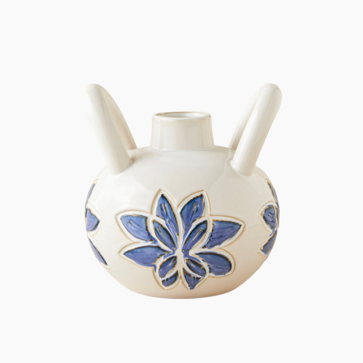 EH Glance Ceramic Vase White - Blue