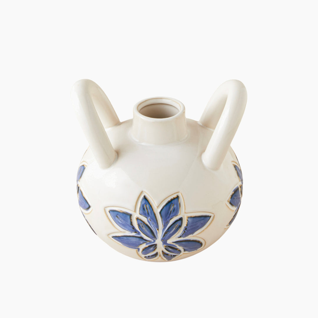 EH Glance Ceramic Vase White - Blue