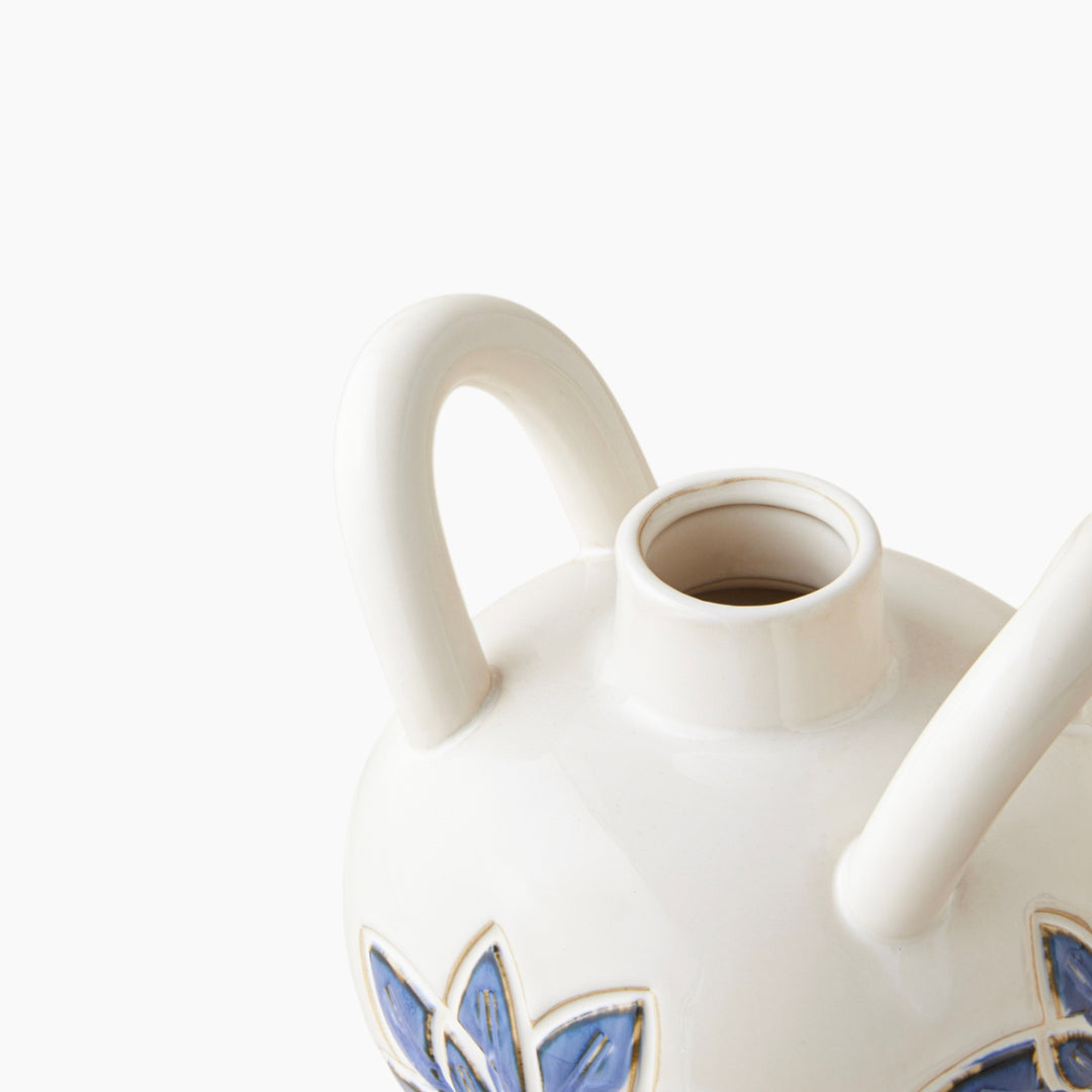 EH Glance Ceramic Vase White - Blue