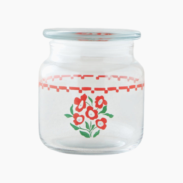 EH Bright Parade Glass Jar 500 Ml Red - White