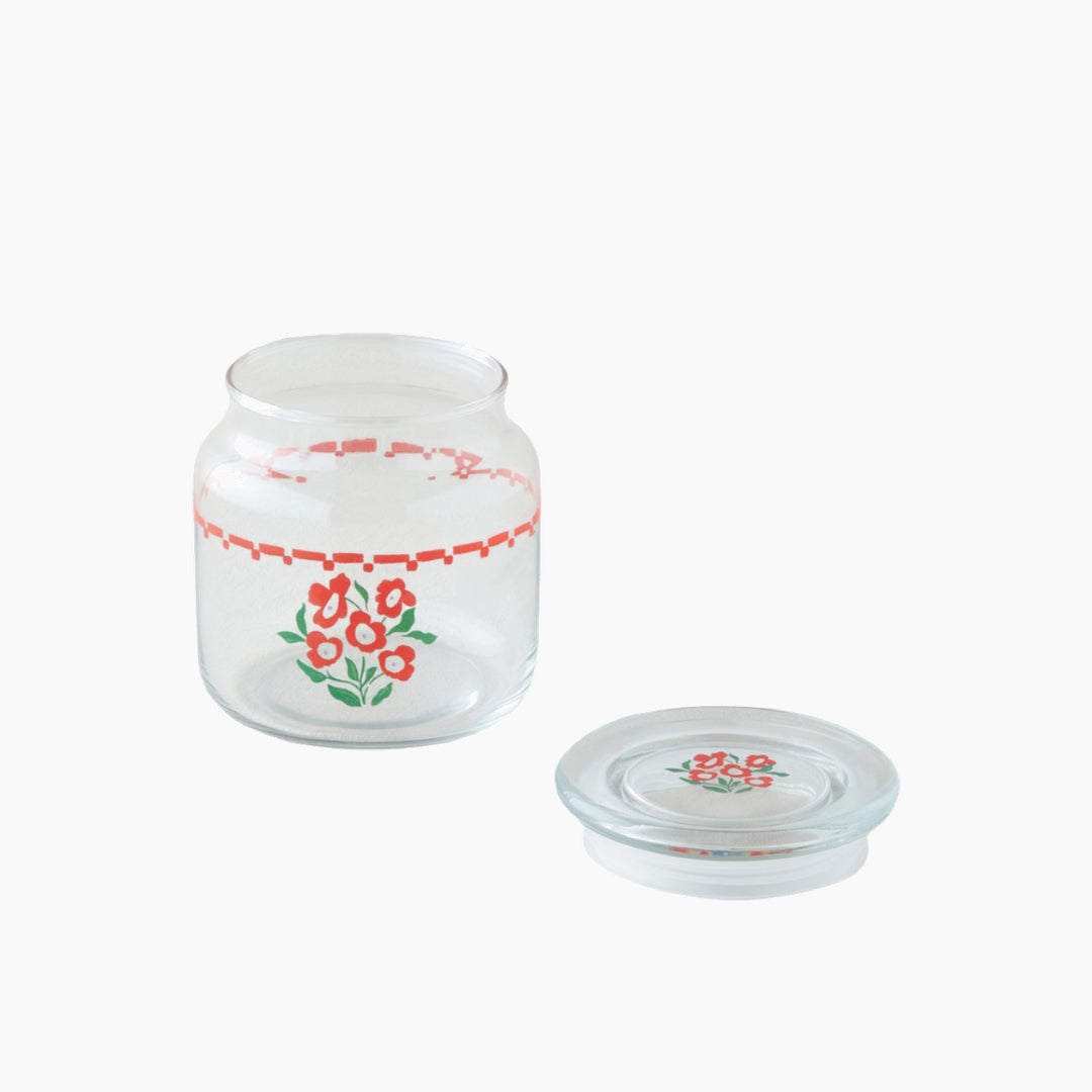 EH Bright Parade Glass Jar 500 Ml Red - White