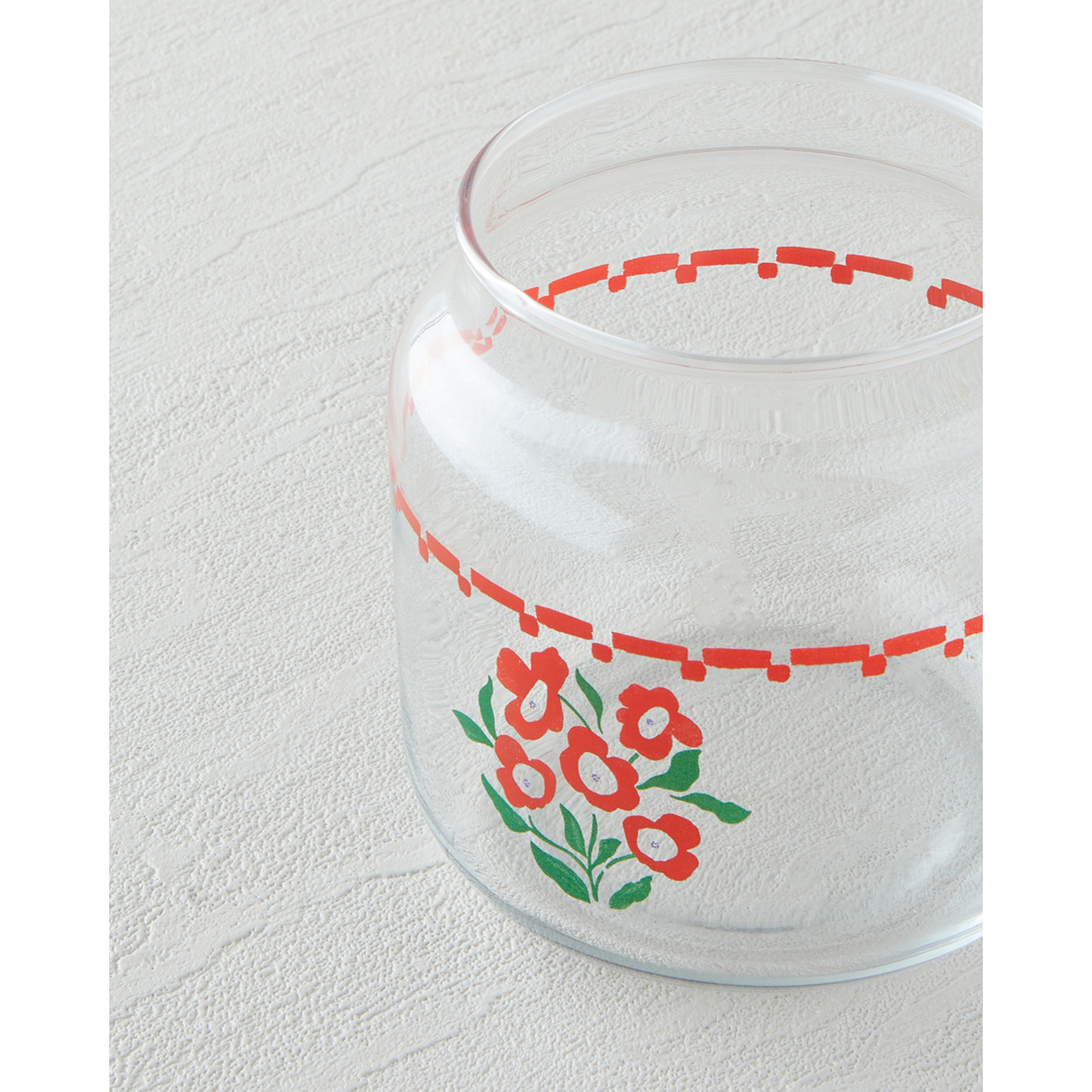 EH Bright Parade Glass Jar 500 Ml Red - White