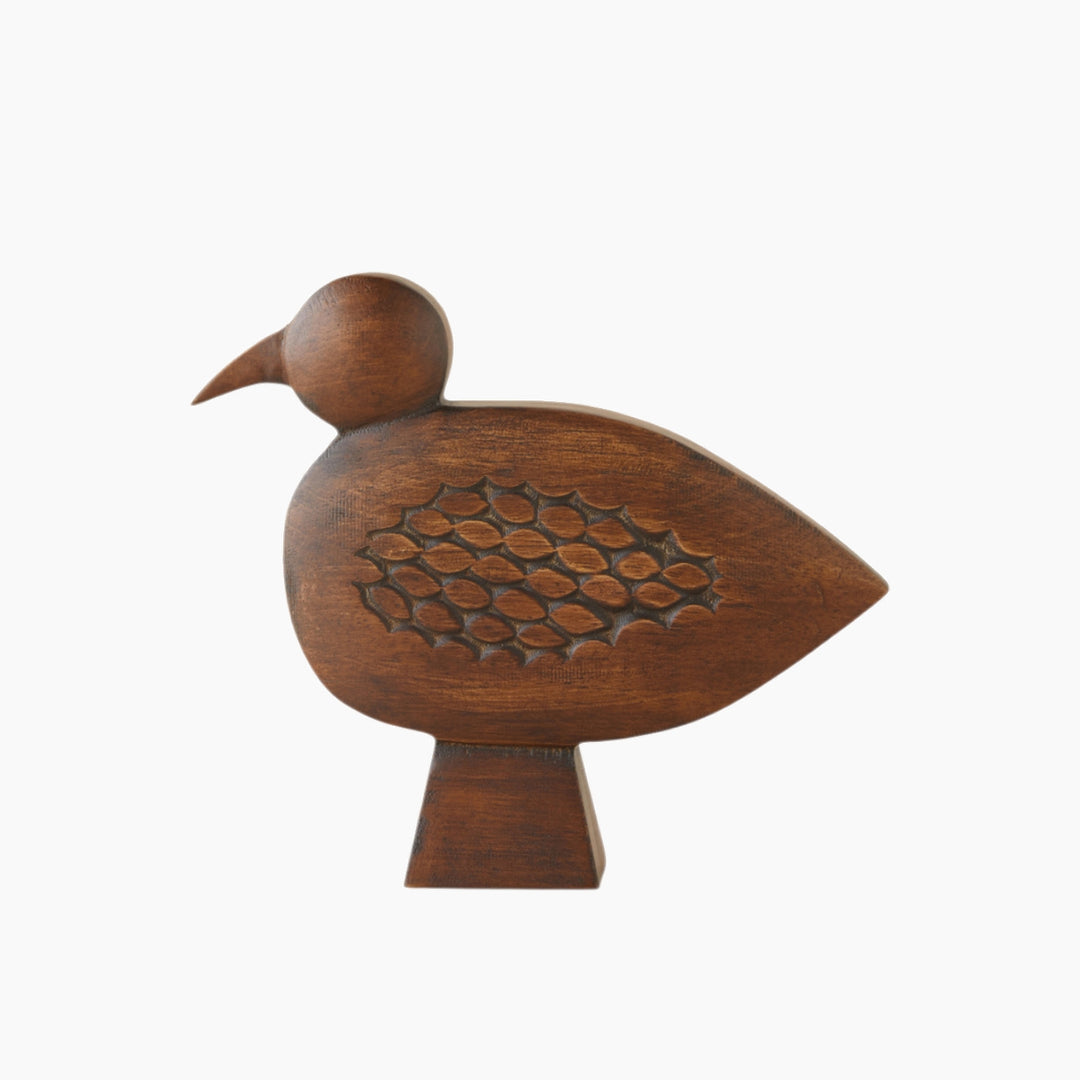 EH Bird Wooden Decorative Object 17 Cm Brown