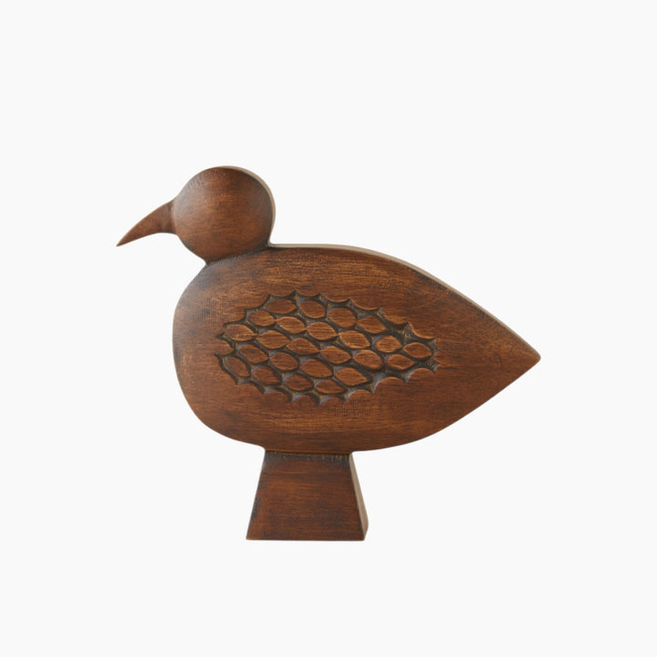 EH Bird Wooden Decorative Object 17 Cm Brown
