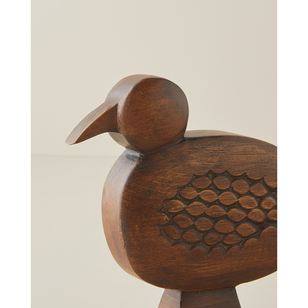 EH Bird Wooden Decorative Object 17 Cm Brown