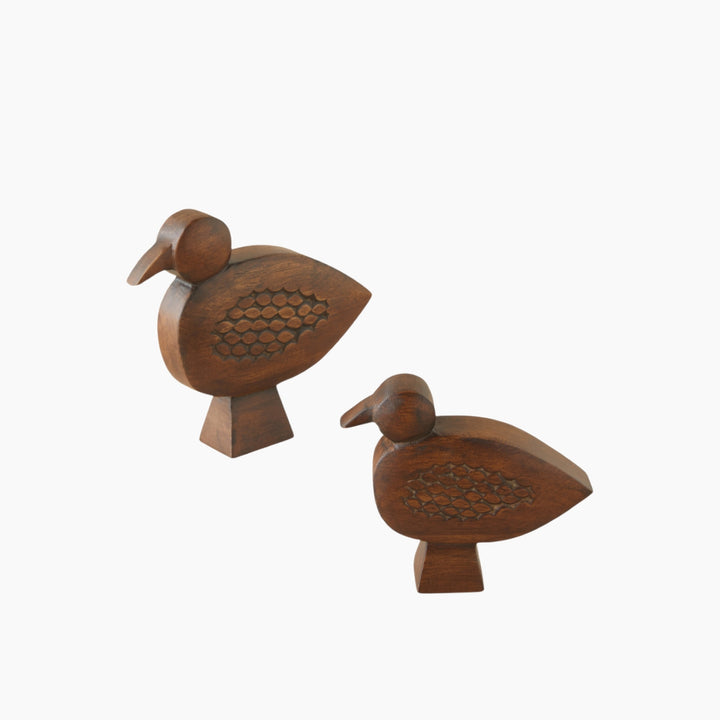 EH Bird Wooden Decorative Object 17 Cm Brown