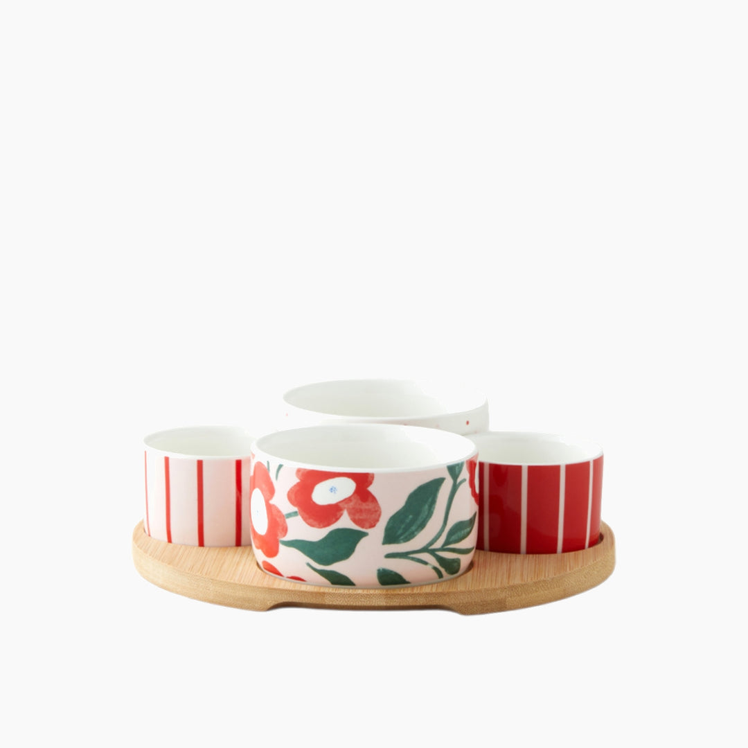 EH Garden Brighter Stoneware 5 Pieces Serving Ware 20 Cm Red - Pink